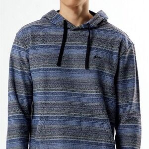 Quiksilver Men's Gray‎ and Blue Striped Hoodie S
